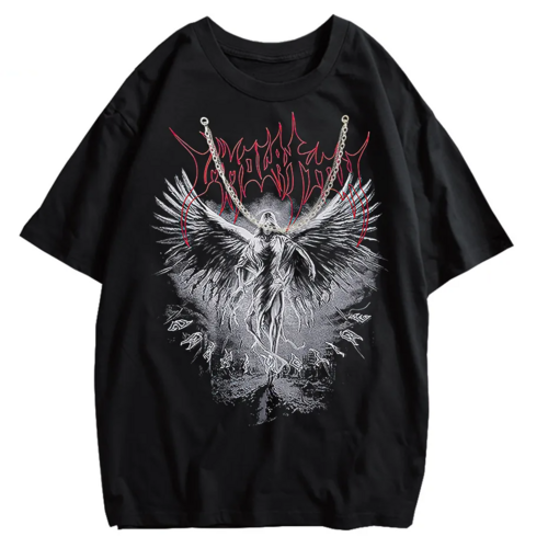 Y2k Gothic Punk Style Men T Shirt Clothes Harajuku Oversized T-shirt